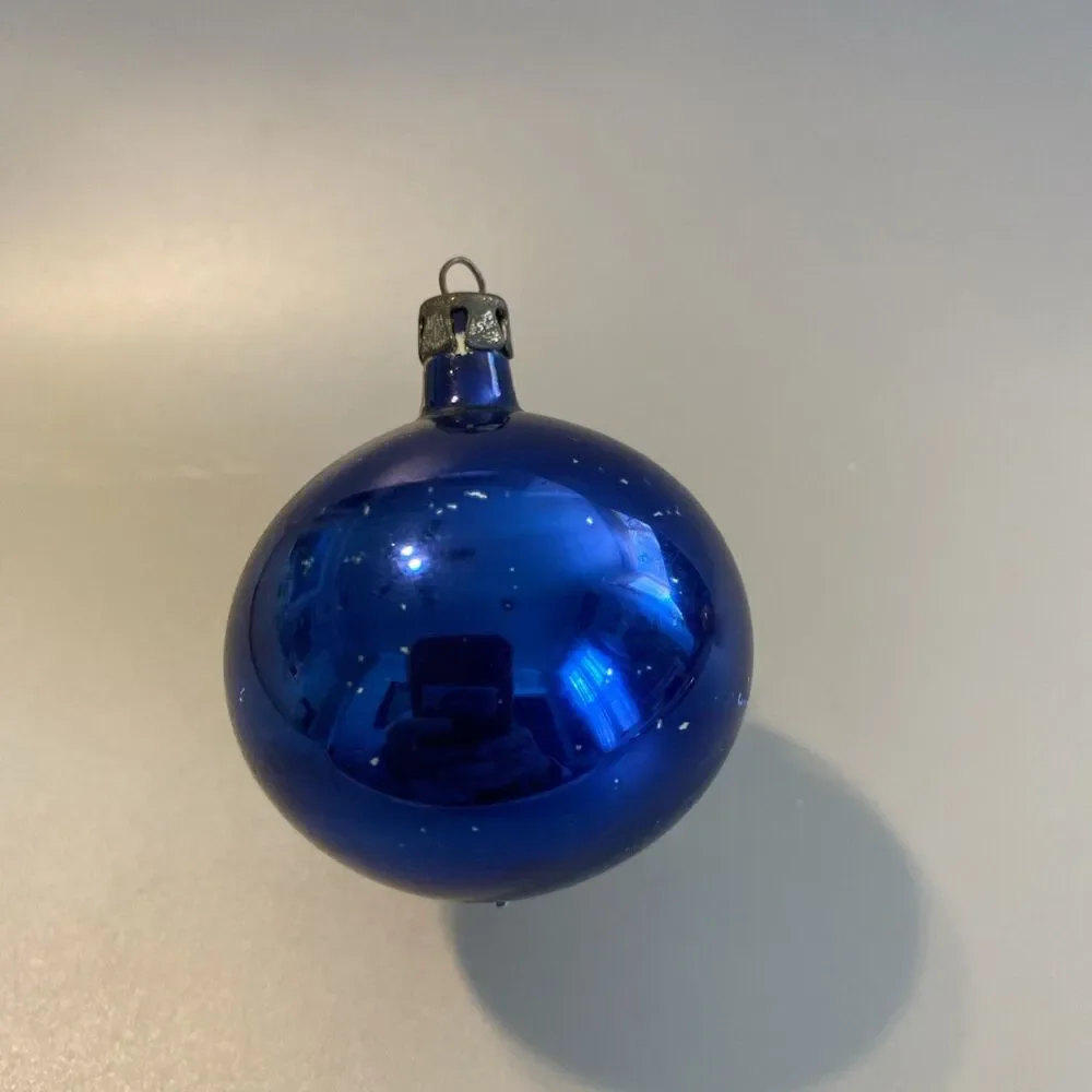 Vintage Poland Hand-Blown Glass Christmas Ornament Holly Berry Painted 6.5” Ball
